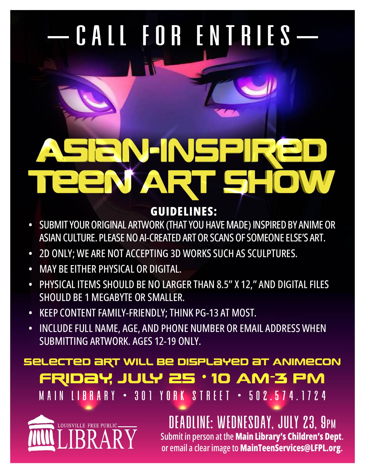 Poster for AnimeCon Asian-Inspired Teen Art Show