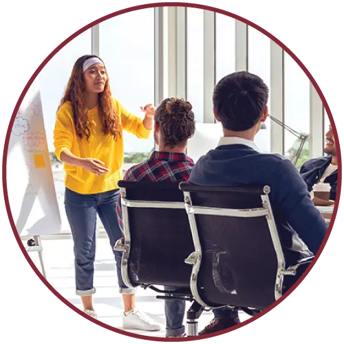 Woman teaching a class