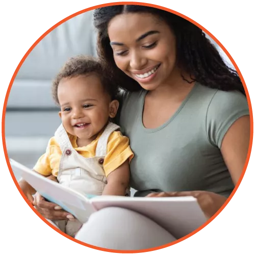 Mom reading to a child