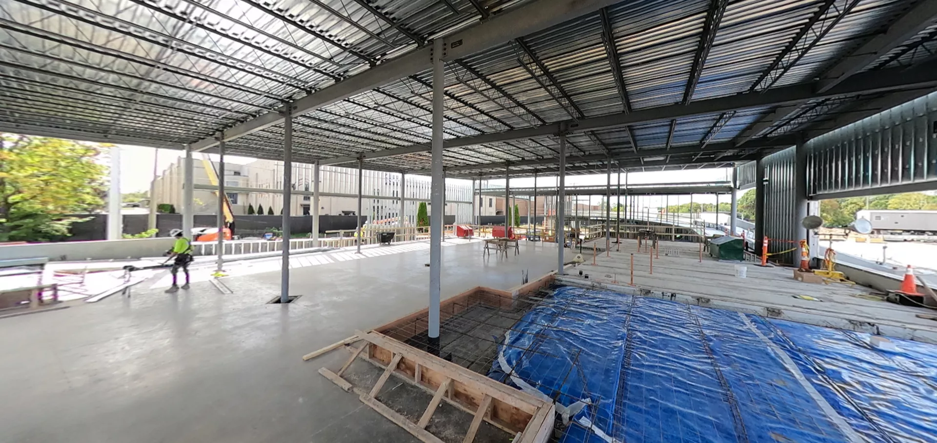 Alternate angle of flooring being worked on