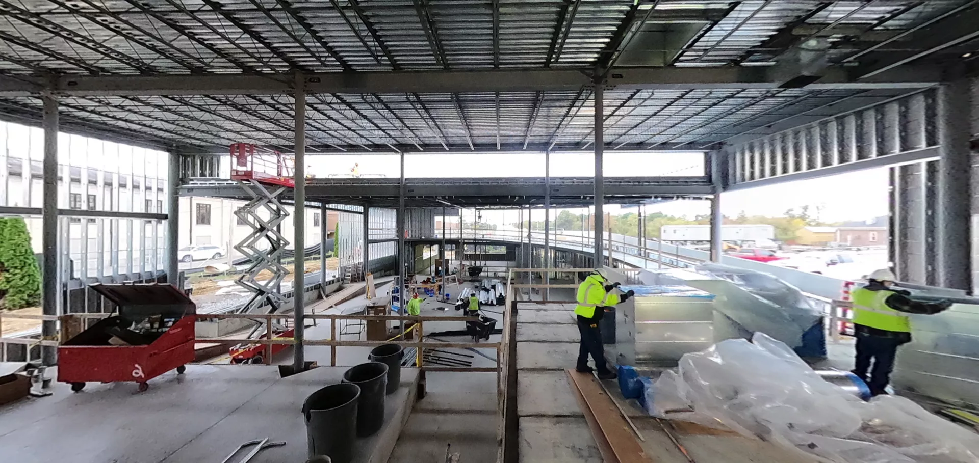 Construction workers working inside Fern Creek
