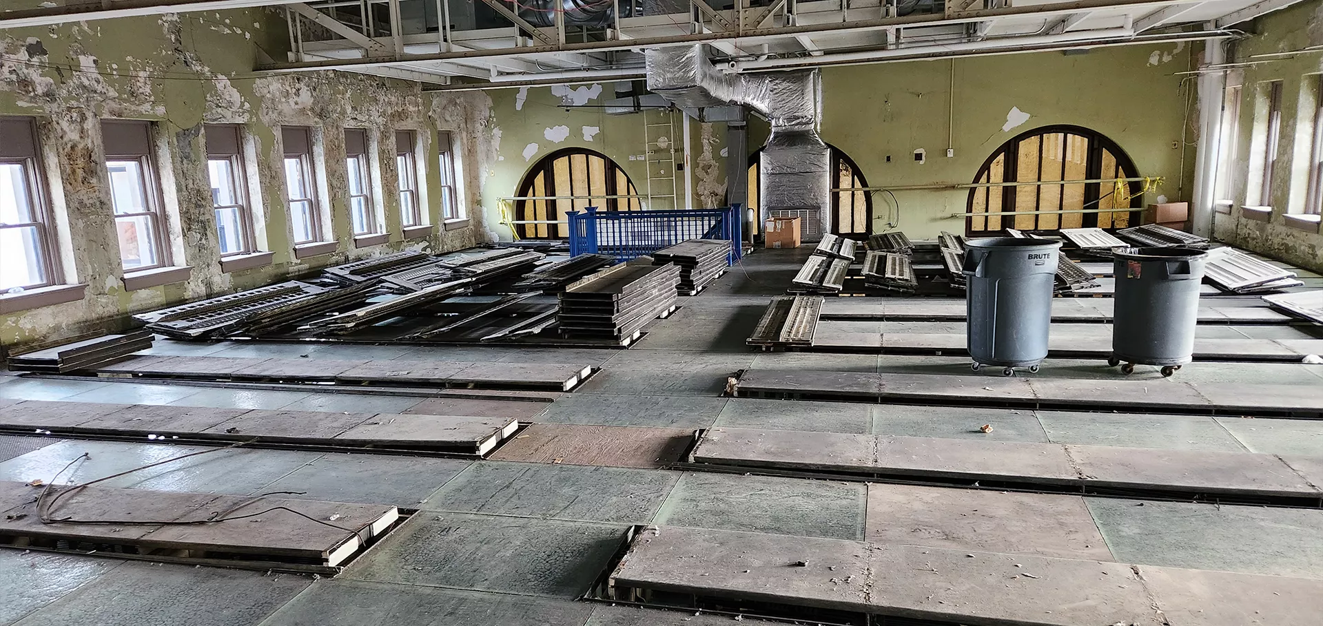 Initial open view after metal stacks are removed; open space