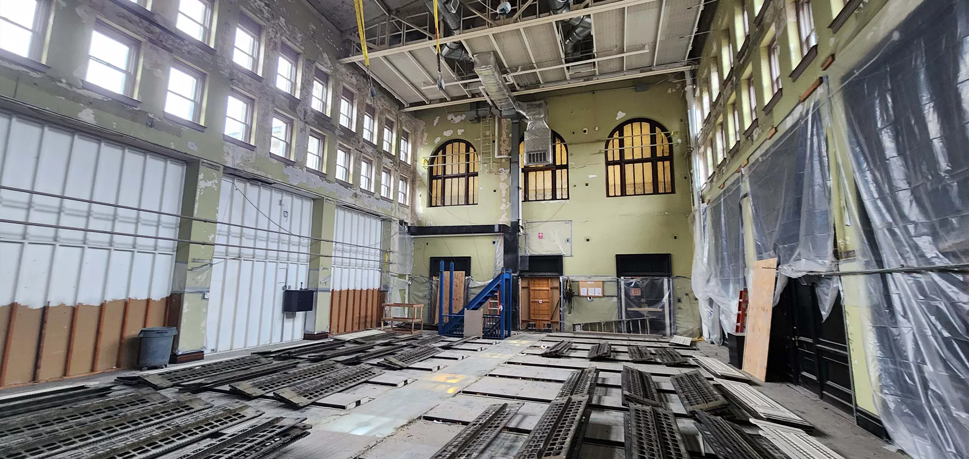 Ground level after stacks remove with shelving on the floor