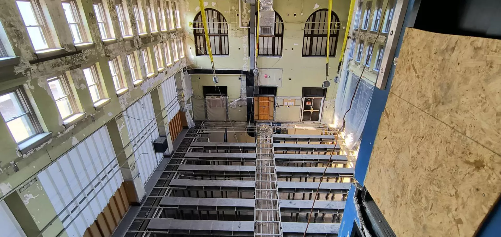 Aerial view of stacks after removal