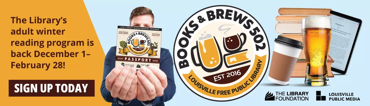 Books and Brews 502 Cup, keychain, coffee, beer, books and eReader.