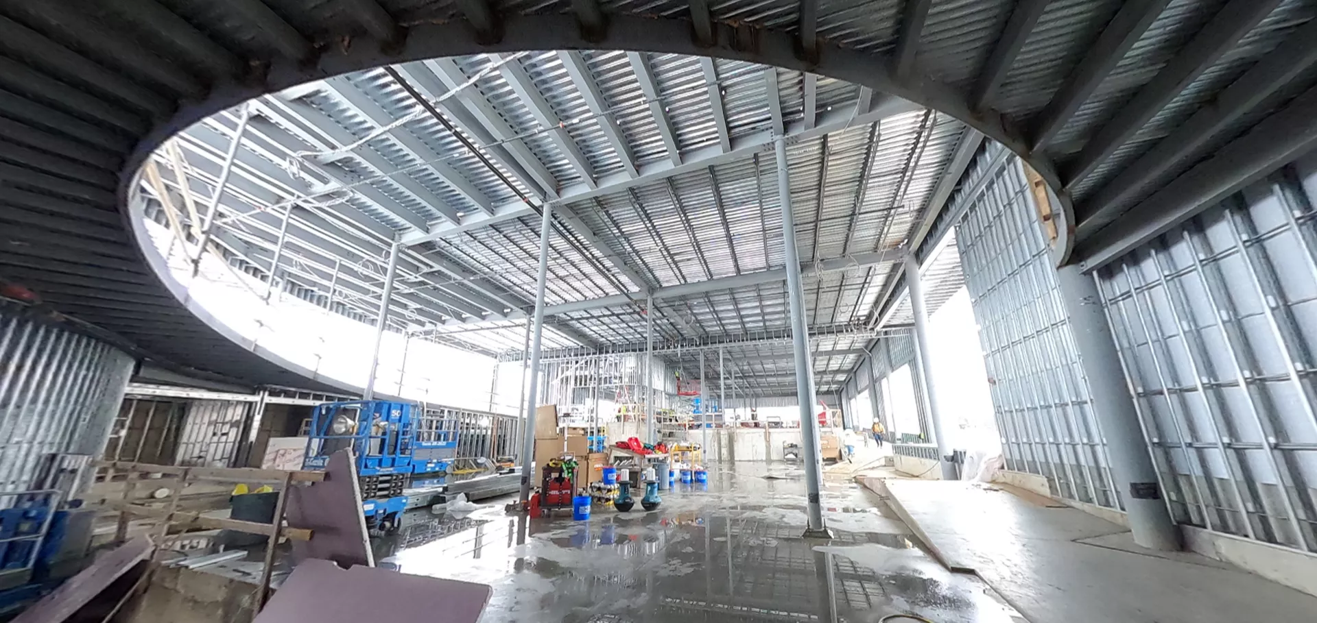 Inside view looking up at roof of Fern Creek