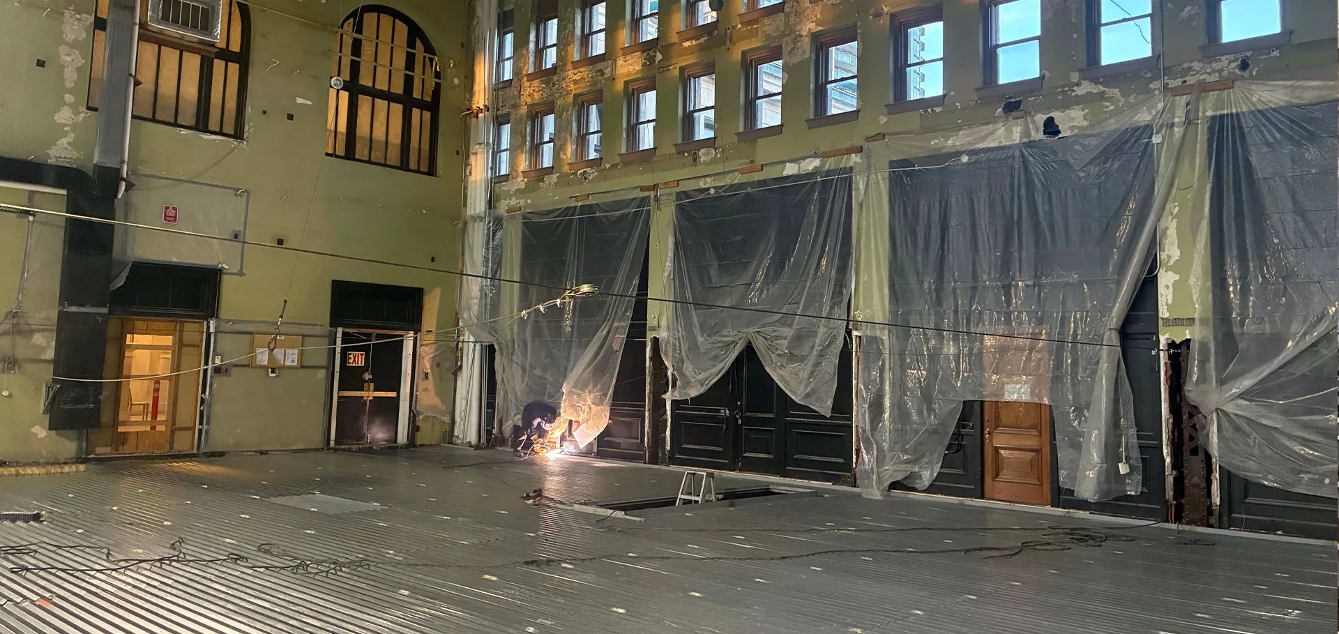 Metal flooring installed 