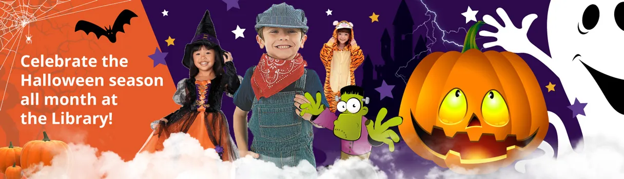 Kids in Halloween costumes