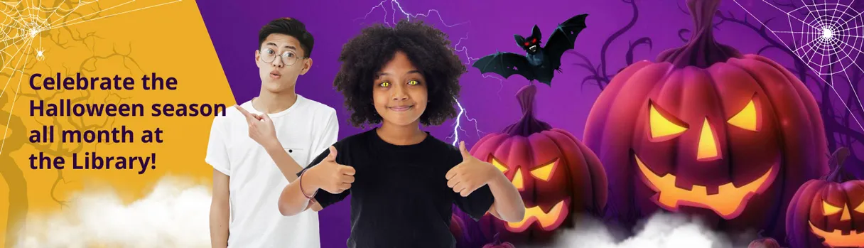Teens in Halloween costumes 